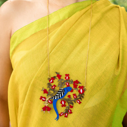 Anar Aur Tota Handpainted Brass Necklace