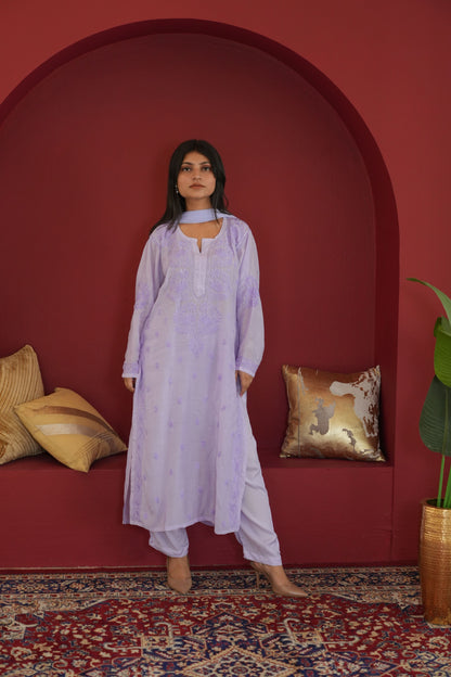 Hayat Chikankari Muslin Silk Kurti