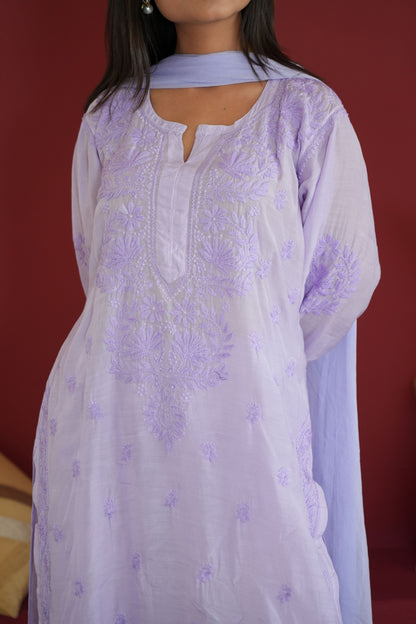 Hayat Chikankari Muslin Silk Kurti