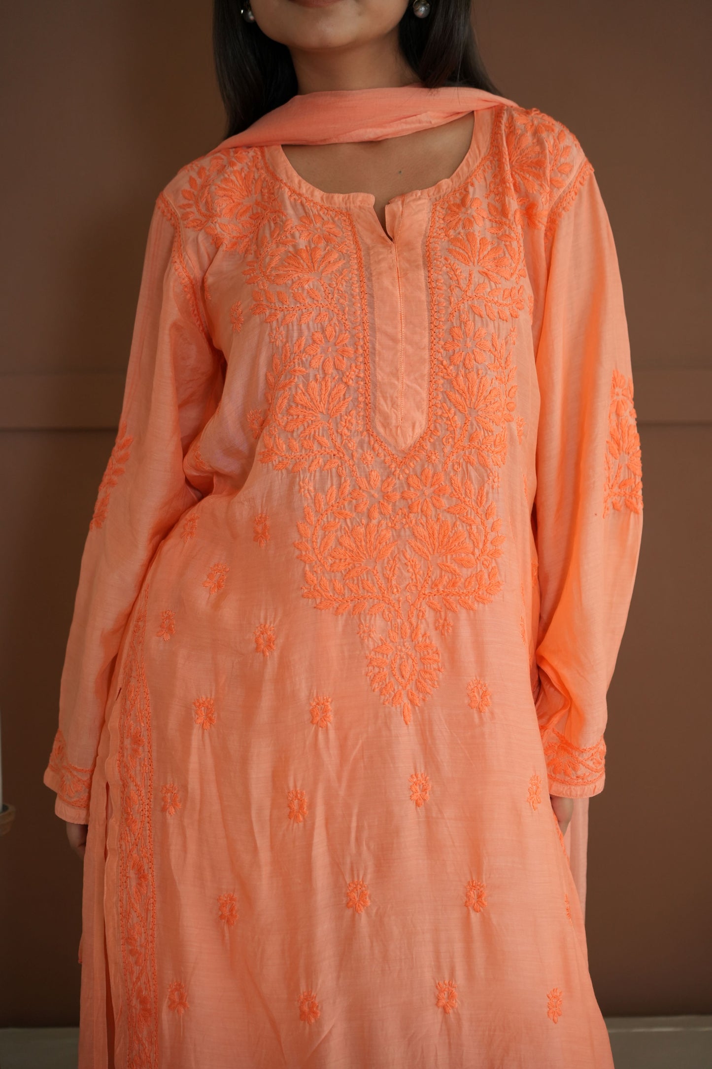 Hayat Chikankari Muslin Silk Kurti