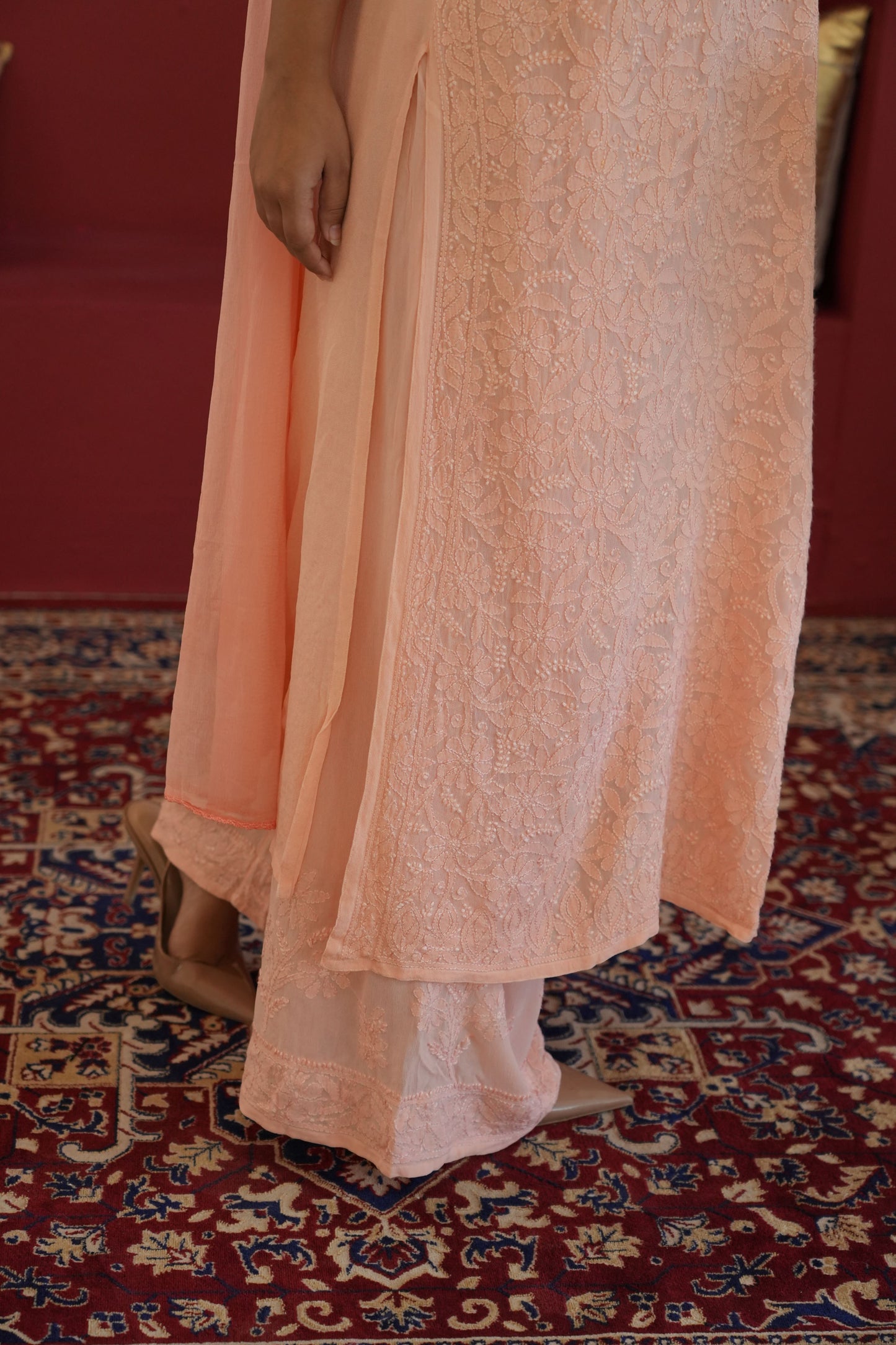 Riva Chikankari Nodle Strap Long Kurti