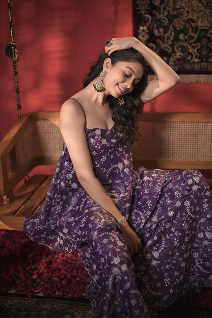 Basanti Purple Thread Work Palazzo Set
