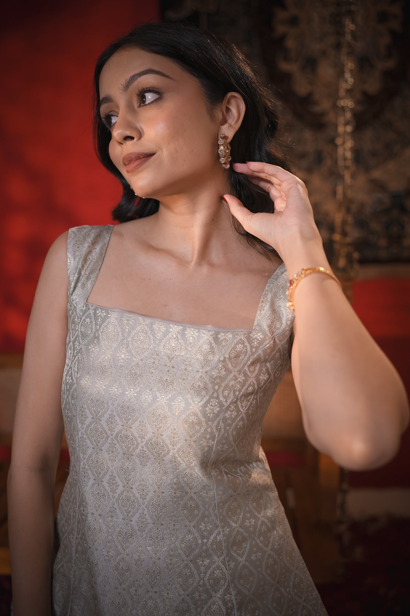 Shanti Priya Grey Kurti & Bell Bottom Set