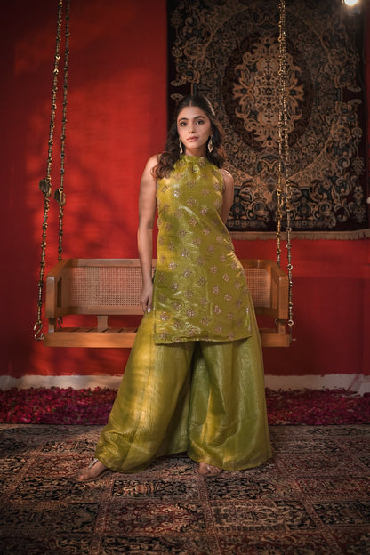 Naina Green Hand Work Suit Set