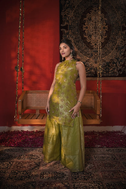 Naina Green Hand Work Suit Set