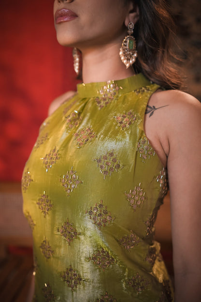 Naina Green Hand Work Suit Set