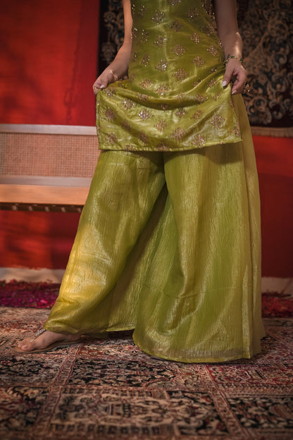 Naina Green Hand Work Suit Set
