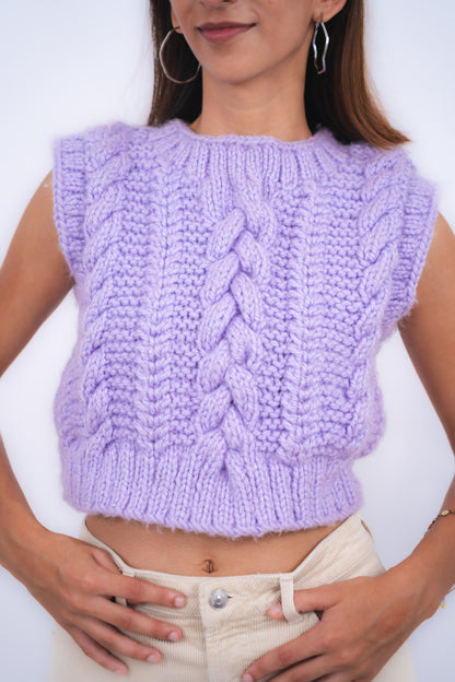 Purple Shein Knit Vest VTG Lavender Knit Sweater Vest Button Front