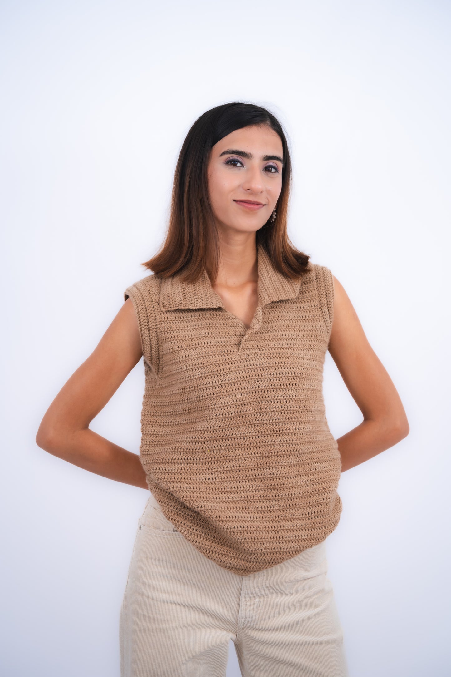 Spring Brown Collared Vest