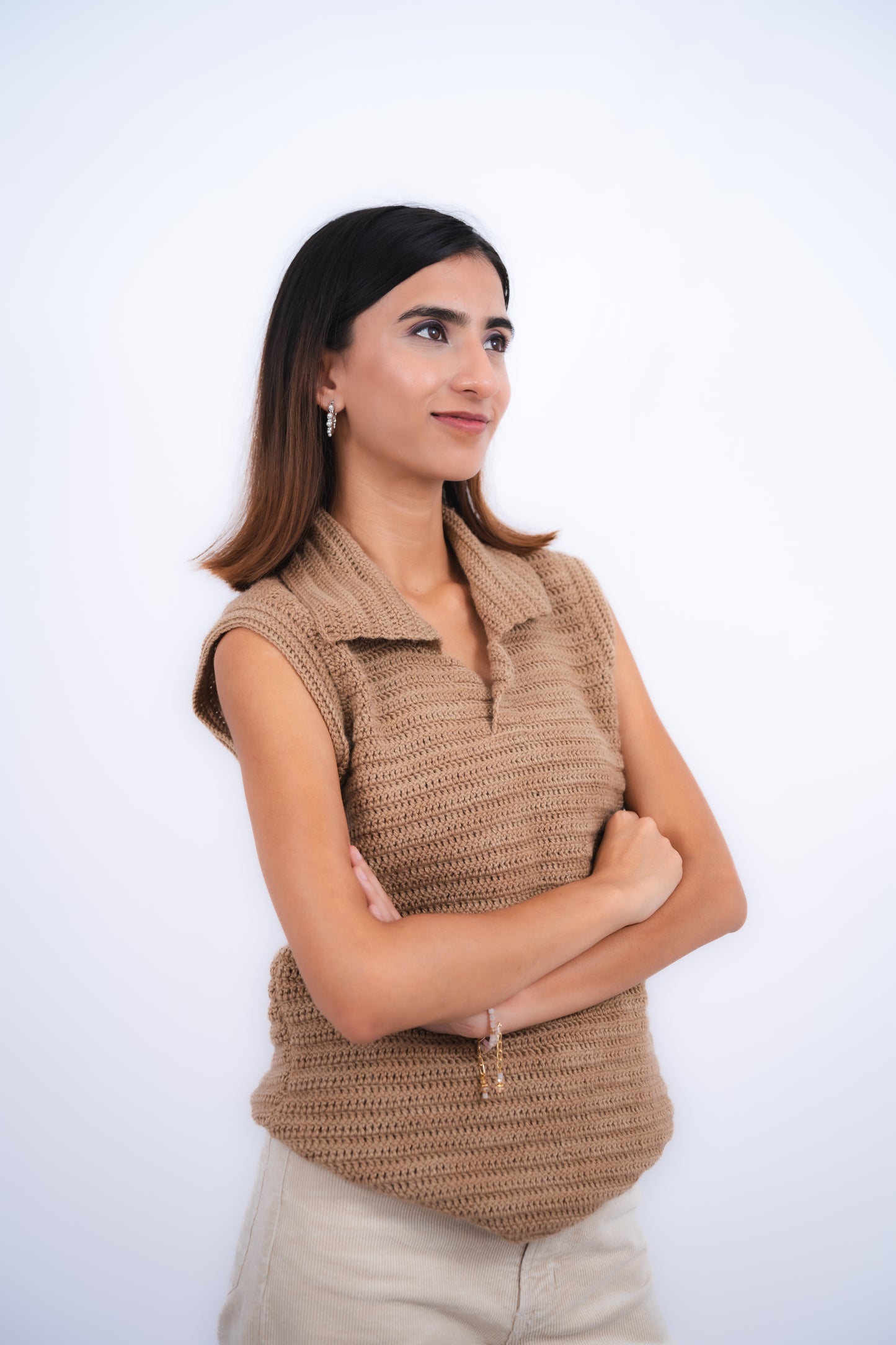 Spring Brown Collared Vest