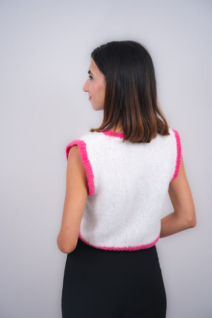 Brat Pink And White Knitted Vest