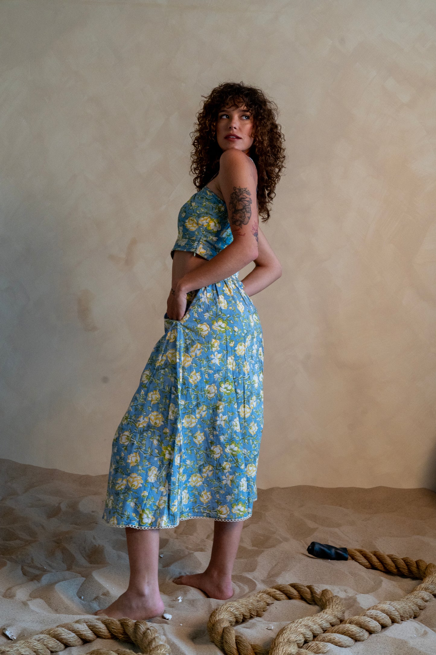 Powder Blue Skirt & Crop Top Set