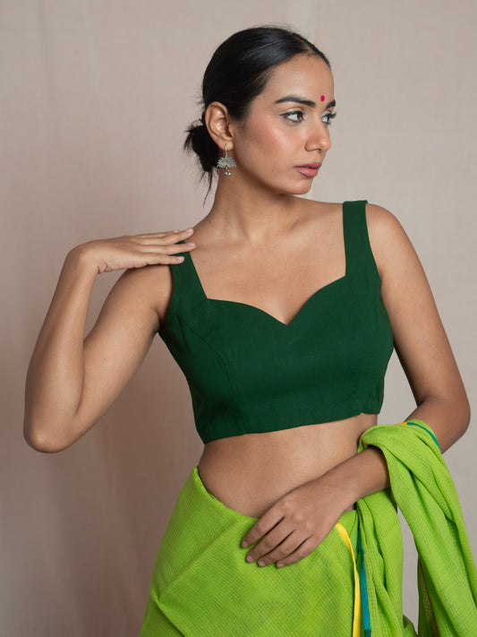 Angoori Dark Green Cotton Blouse