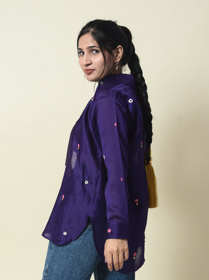 Rukmini Chanderi Silk Ghungroo Shirt