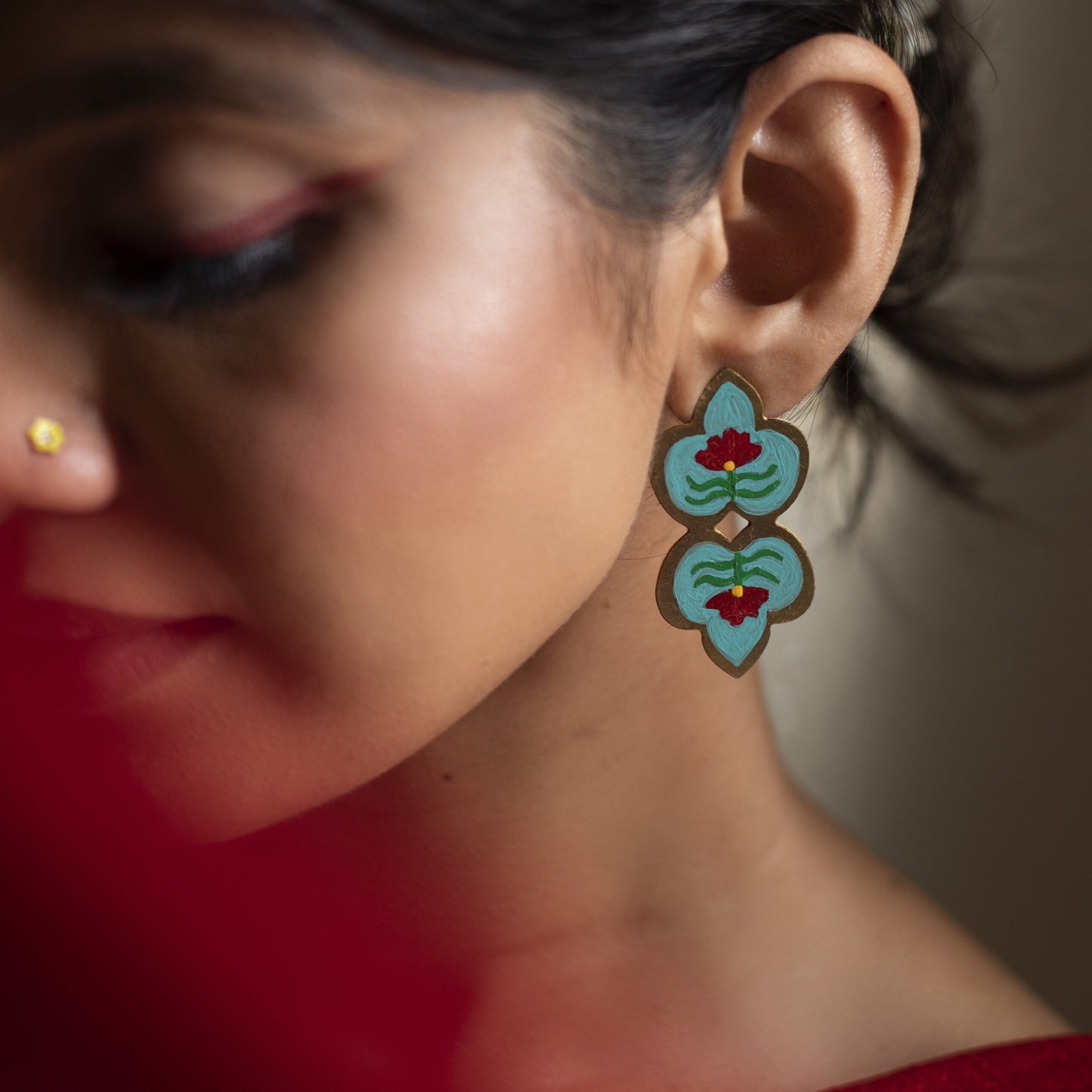 Feroza Handpainted Brass Earring