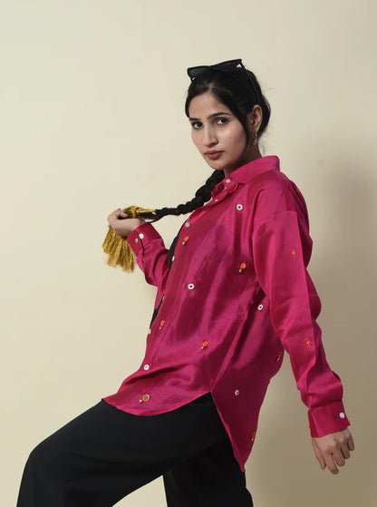 Rukmini Chanderi Silk Ghungroo Shirt