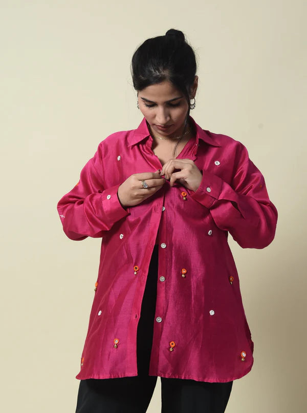 Rukmini Chanderi Silk Ghungroo Shirt