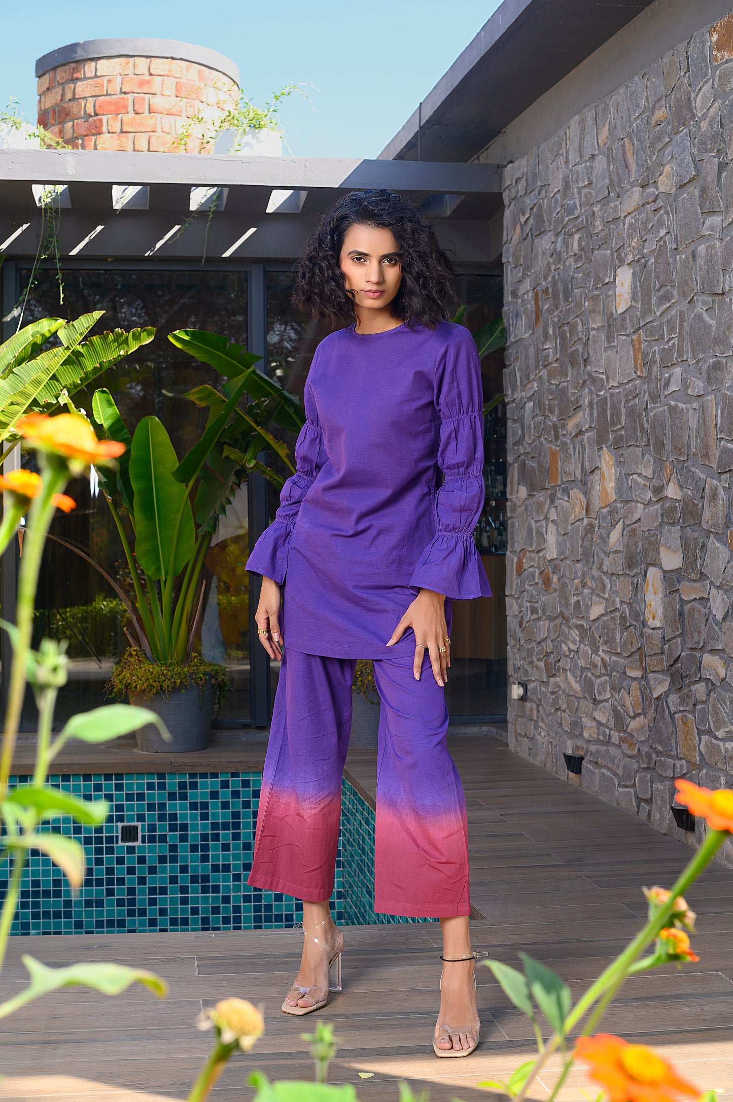 Zarina Purple Cotton Co-ord Set