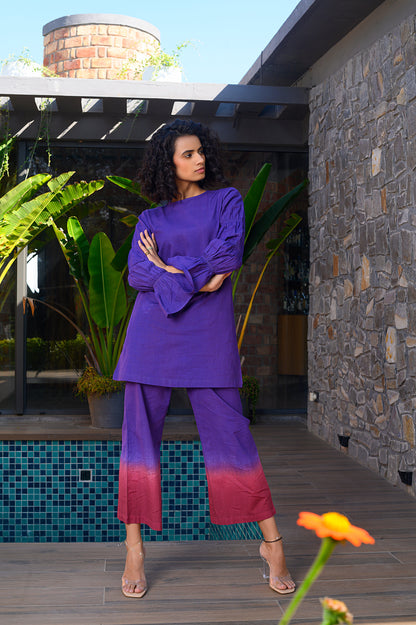 Zarina Purple Cotton Co-ord Set