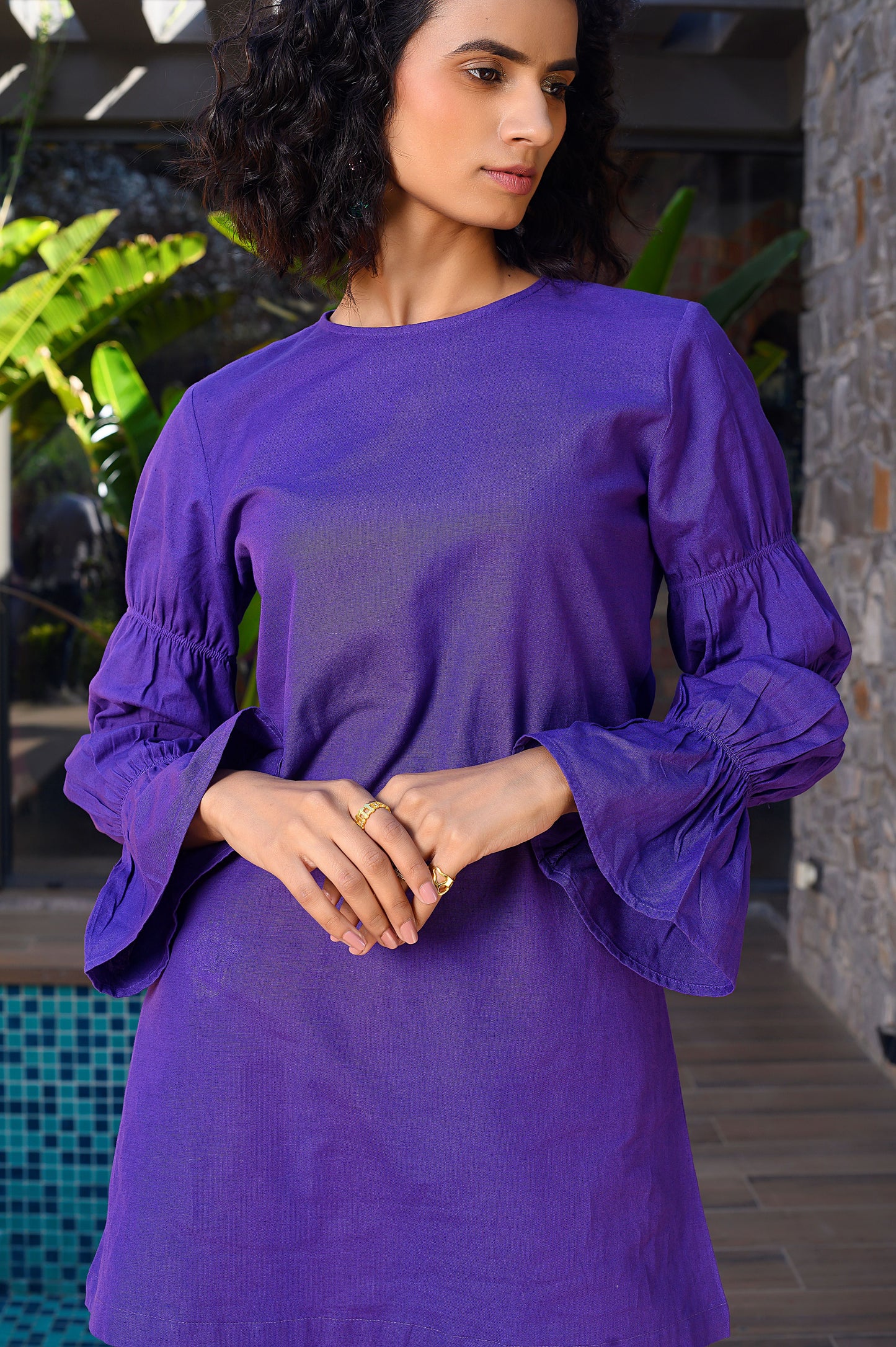 Zarina Purple Cotton Co-ord Set