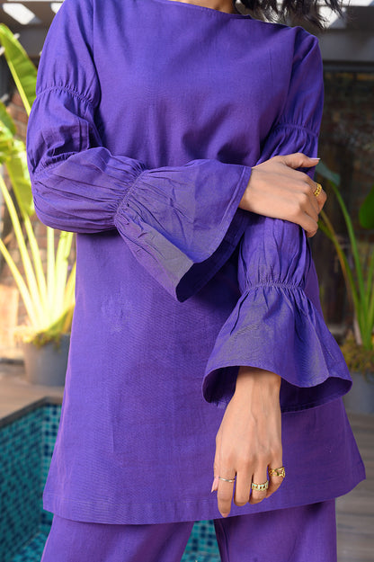 Zarina Purple Cotton Co-ord Set