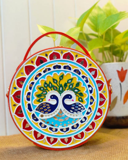 Animal/Bird Lippan Art Handcrafted Circle Box Bag