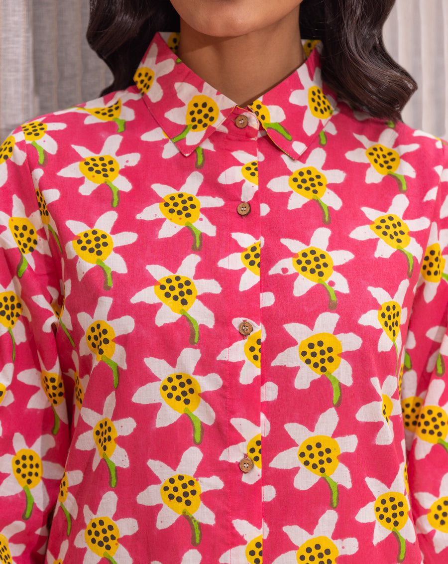 Daffodil Aye Line Soft Cotton Shirt Dress
