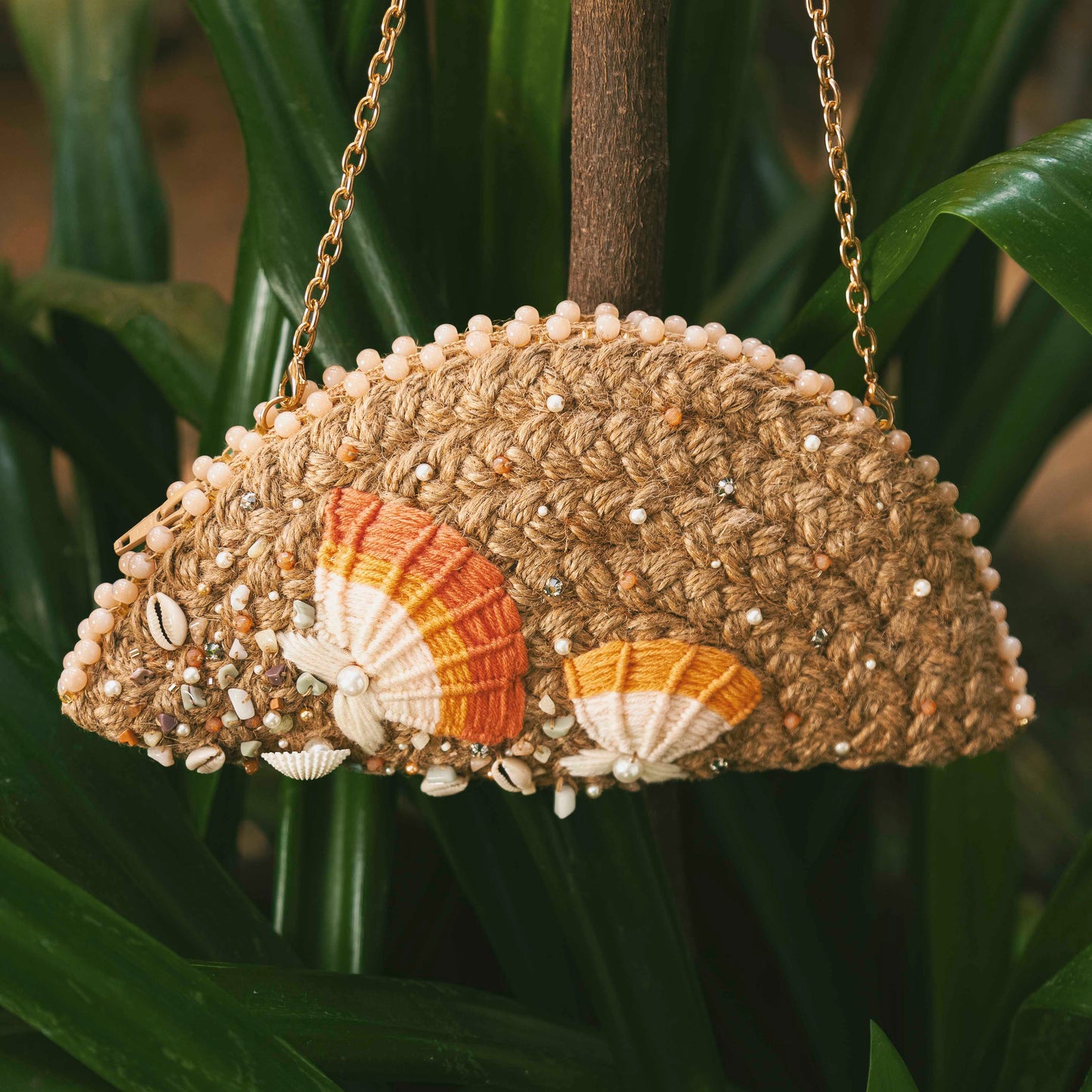 Sea Shell Half Moon Bag