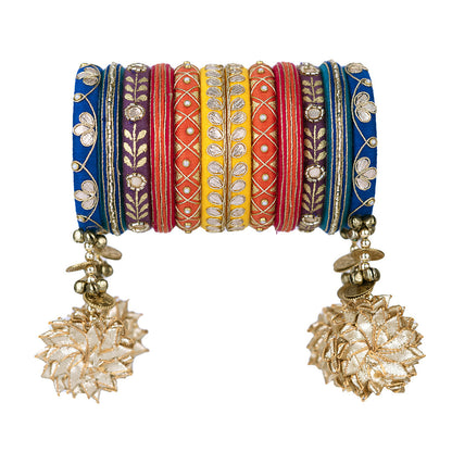 Khanak Multicolor Bangle Set With Hanging