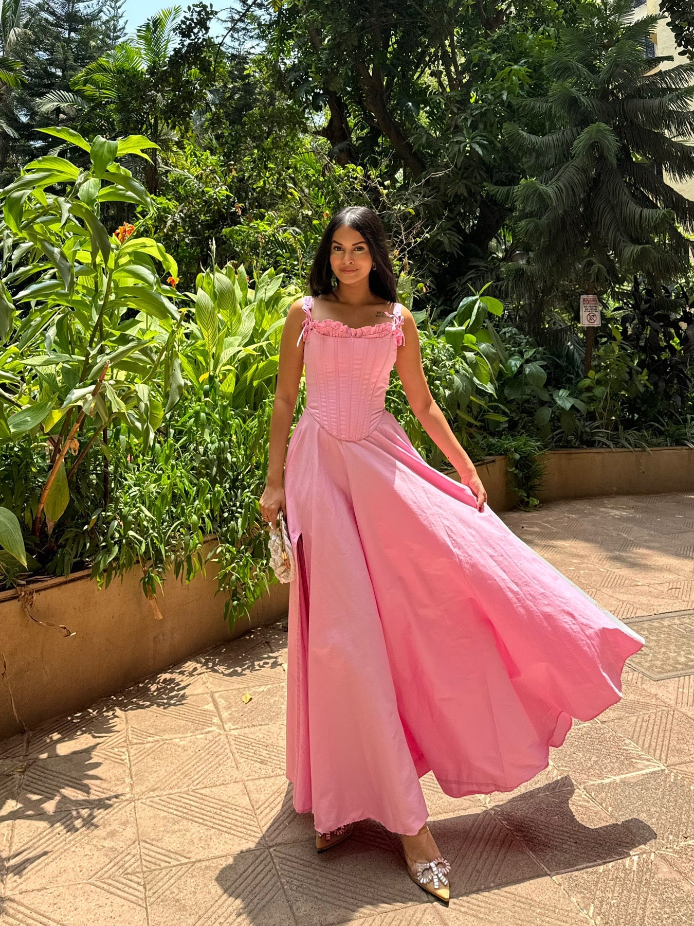 Corset Top with Dress (2 piece) 2XL Pink Cotton