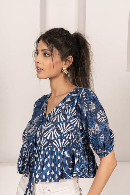 Patchwork Chic Cotton Cambric Knot Top