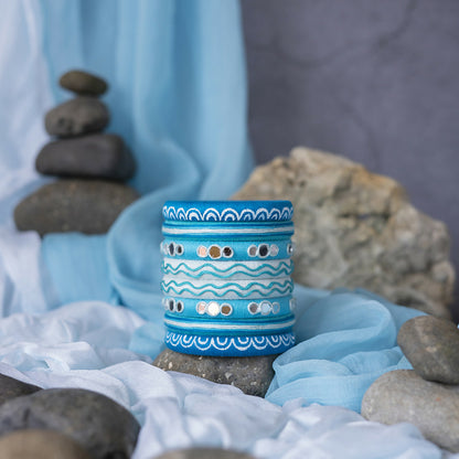 Tapi Thread Embroidered Mirror Bangle Set