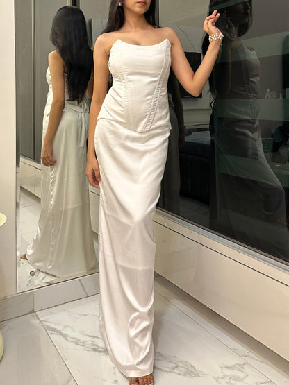 Monica Royal Satin Corset Set