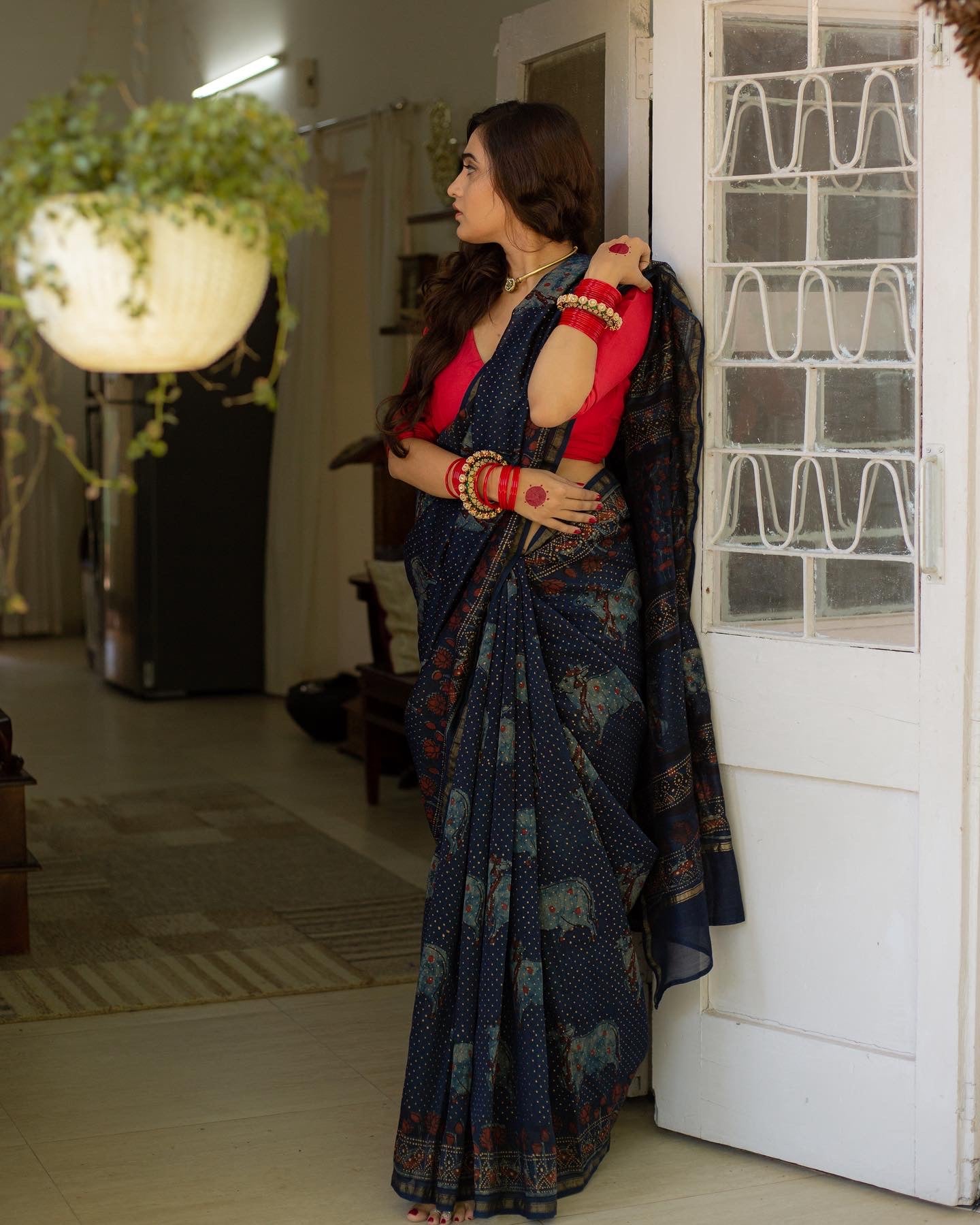 Sneh Pichwai Indigo Silk Saree