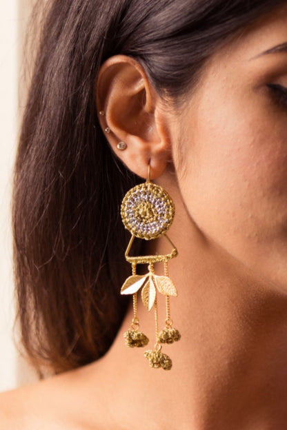 Leaf Cluster Hand-crochet Earrings