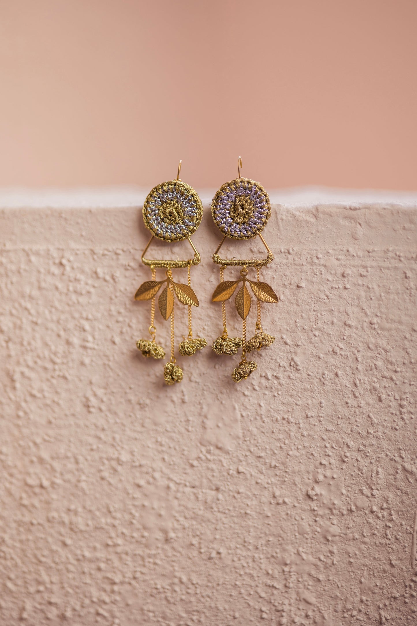 Leaf Cluster Hand-crochet Earrings
