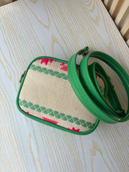Pink And Green Handcrafted Sling Bag