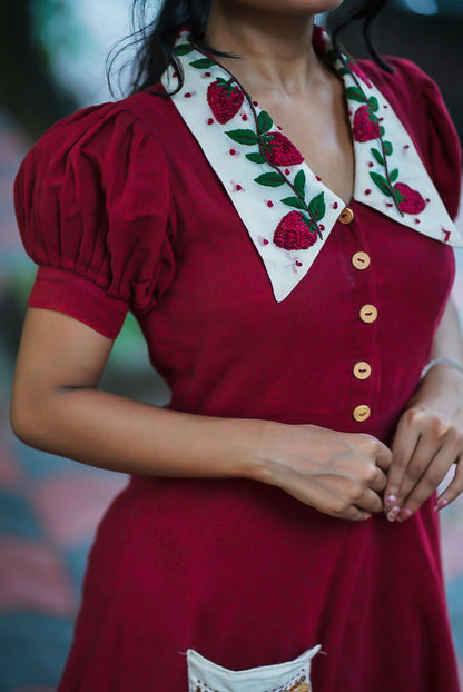 Strawberry Handwoven Cotton Dress