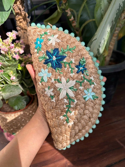 Brunnera Bloom Half Moon Clutch Bag