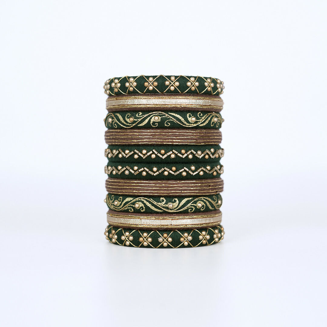 Kinnari Dark Green Bangle Set