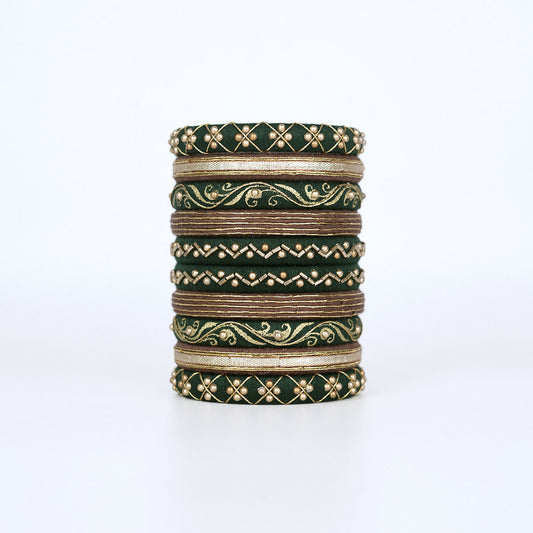 Kinnari Dark Green Bangle Set