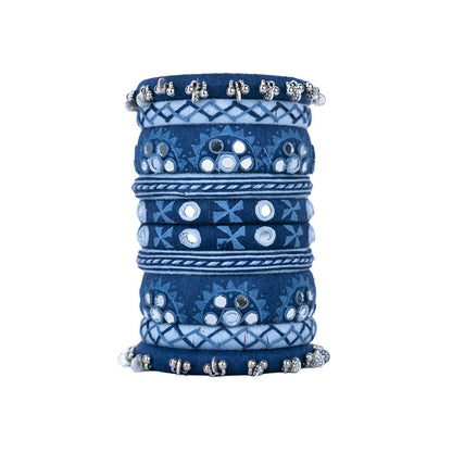 Godavari Ghungroo & Coin Detailing Blue Bangle Set