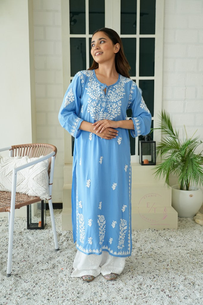 Gul Dori Chikankari Modal Kurti