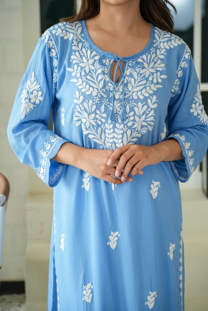 Gul Dori Chikankari Modal Kurti