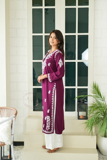 Gul Dori Chikankari Modal Kurti