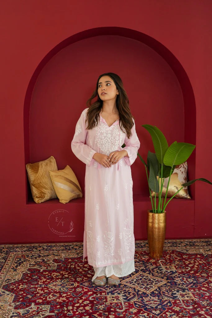 Gul Dori Chikankari Modal Kurti