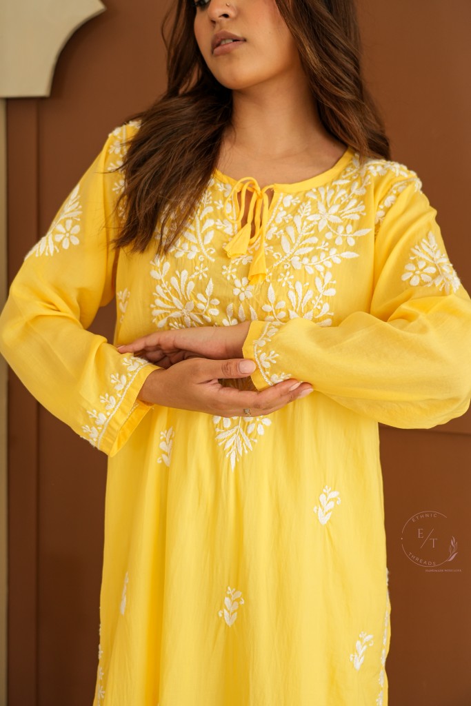 Gul Dori Chikankari Modal Kurti