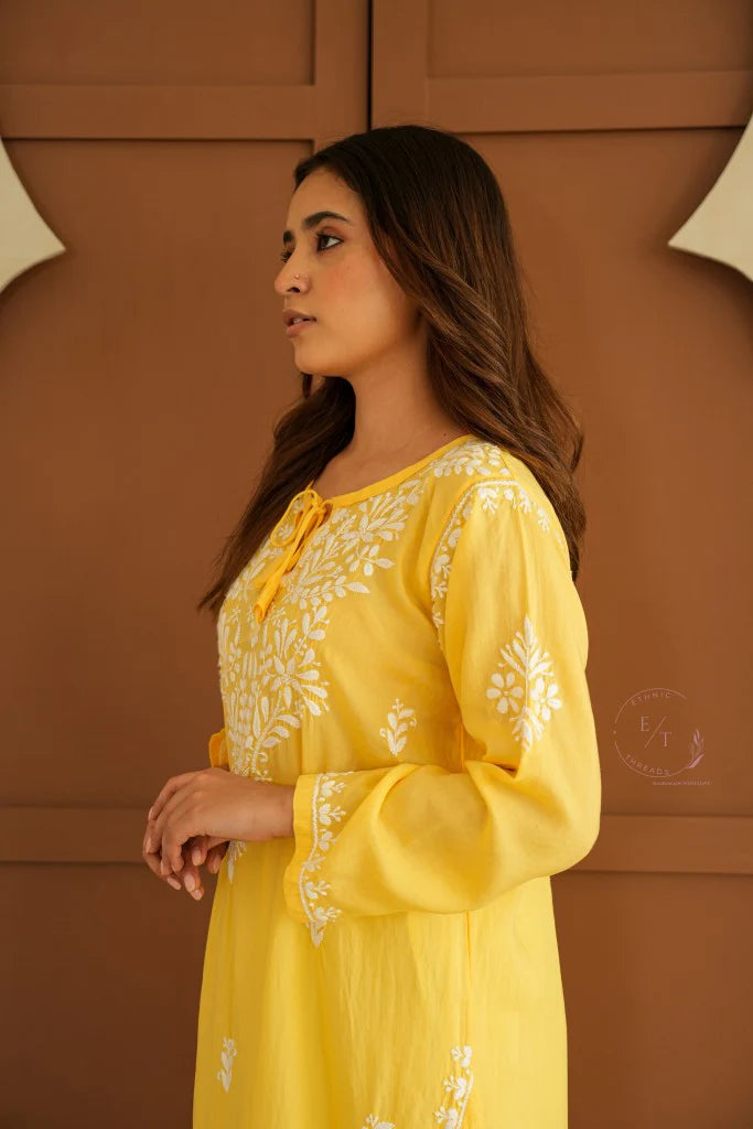 Gul Dori Chikankari Modal Kurti