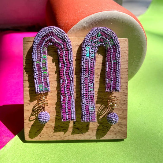 Judy Purple Beaded Earrings