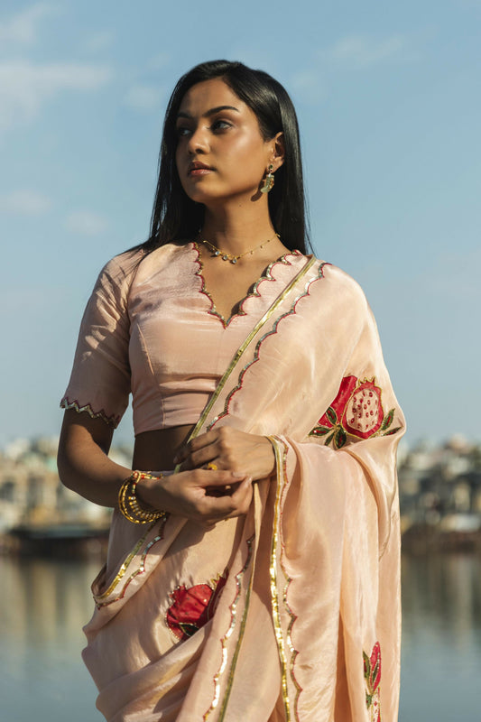 Chandra - Anar Hand painted Saree